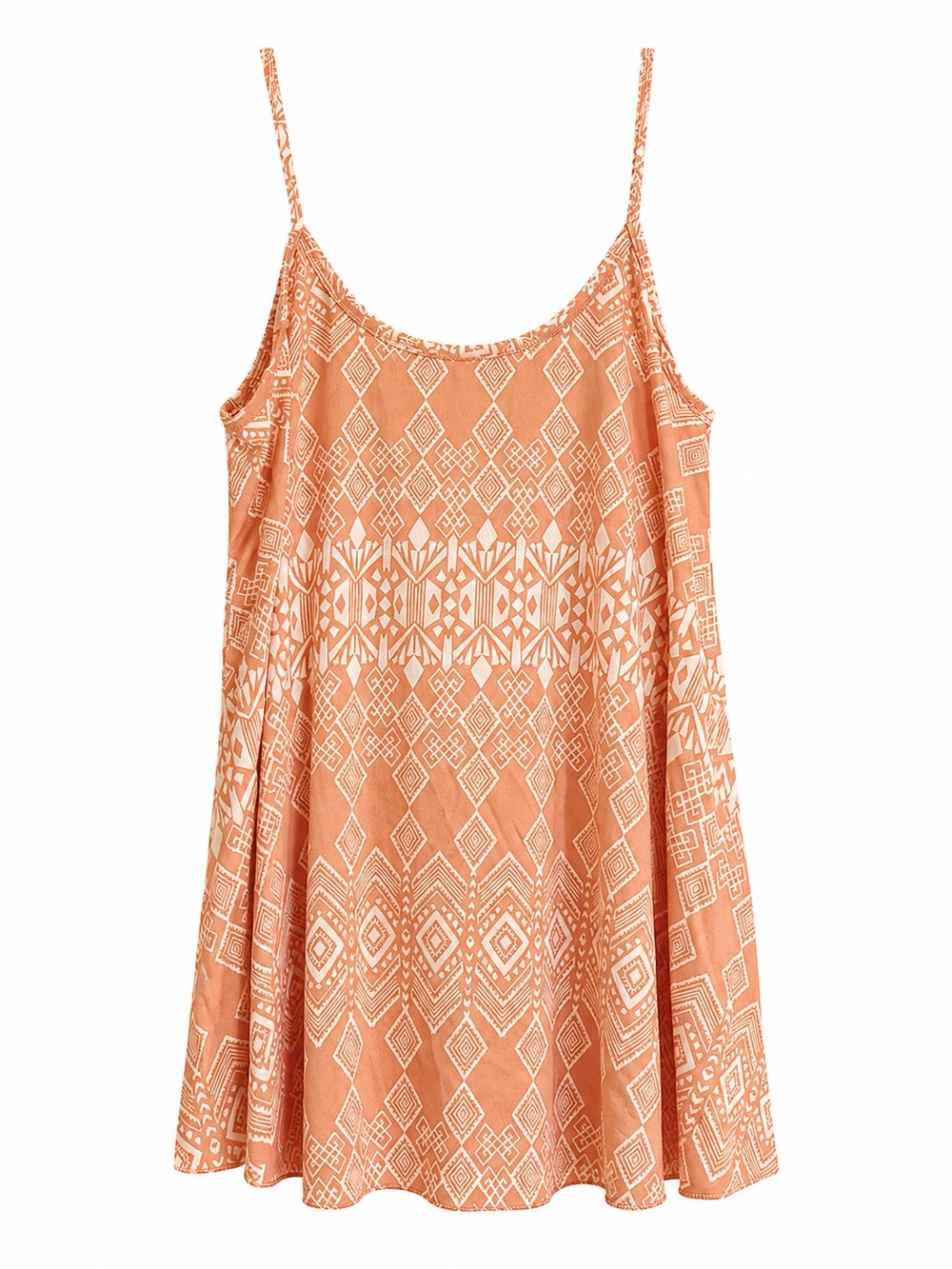 First Love Peach Geometric Print Swing Tank Top